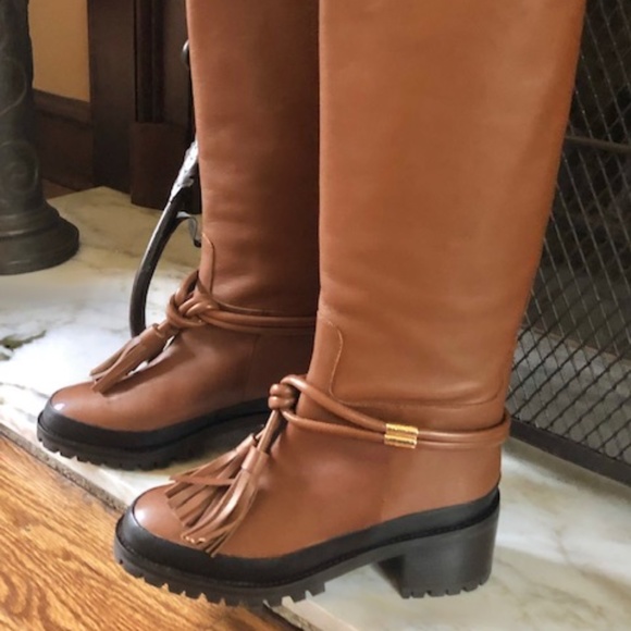 NWT ULLA JOHNSON CORNWALL LUG SOLE BOOTS IN COGNAC, EU SIZE 38.5 - Picture 5 of 11